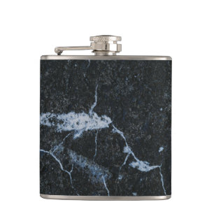 Schwarzes Marmormuster Flachmann