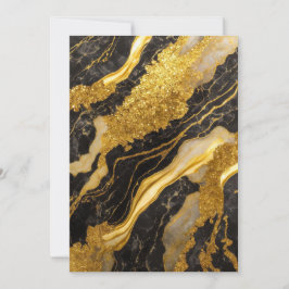 Schwarzes Marmormuster mit Gold Einladung