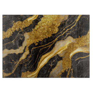 Schwarzes Marmormuster mit Gold Schneidebrett