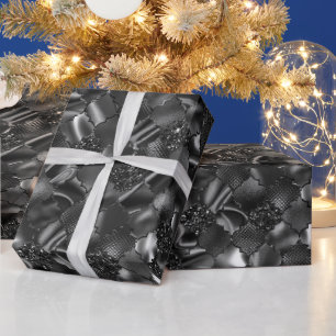 Schwarzes marokkanisches Vierblattmuster Geschenkpapier