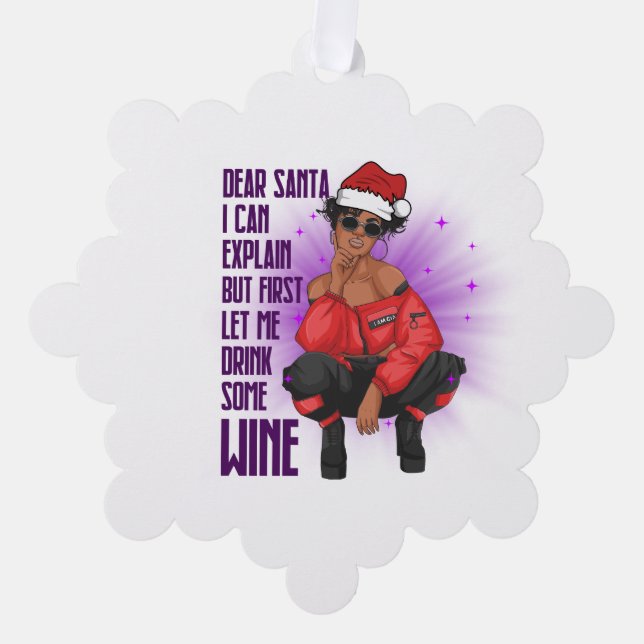 Schwarzes Melanin freche Schweine Weinliebhaber We Ornament Karte (Vorderseite)