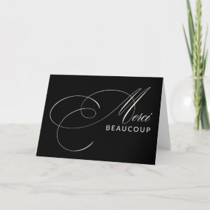 Schwarzes Merci Beaucoup Elegantes Kalligrafie Dan Dankeskarte