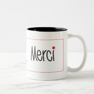 Schwarzes Merci und Rot danken Ihnen Tasse