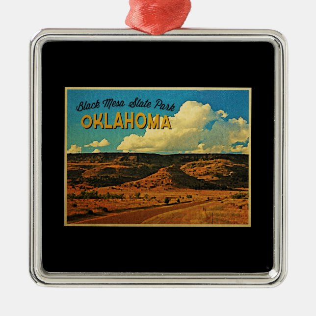 Schwarzes Mesa Oklahoma Ornament Aus Metall (Vorne)
