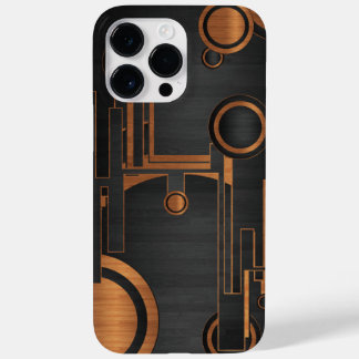 schwarzes Metall mit Holzkreisen Case-Mate iPhone 14 Pro Max Hülle