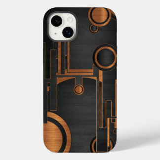 schwarzes Metall mit Holzkreisen Case-Mate iPhone 14 Plus Hülle