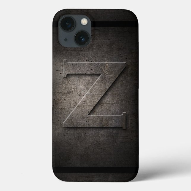 Schwarzes Metall Z Monogramm Iphone Case (Rückseite)