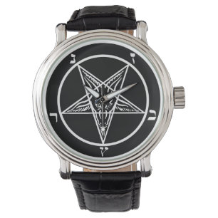 schwarzes Metallbaphomet sigil satan Uhr