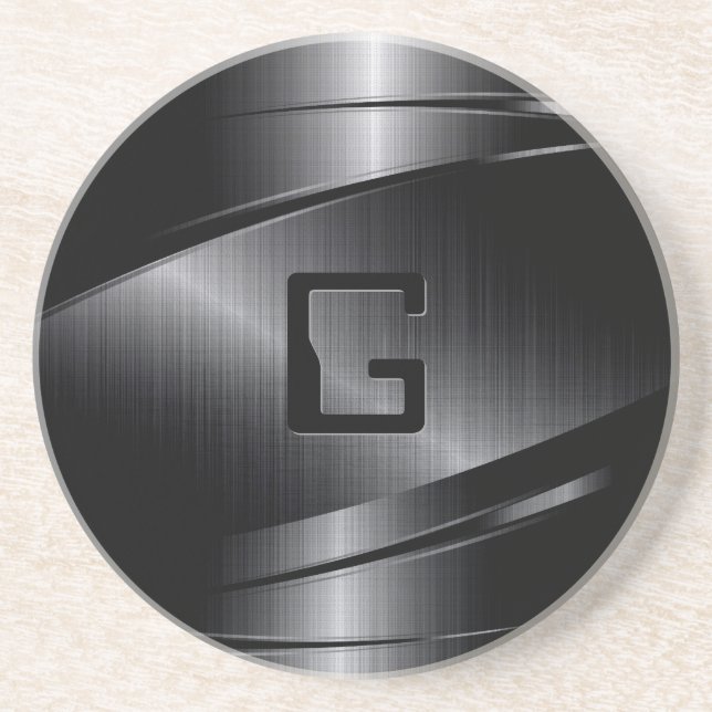 Schwarzes Metalldesign Gestaltloser Stahllook Getränkeuntersetzer (Vorne)