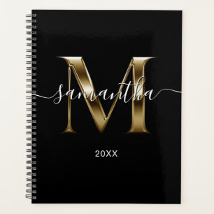Schwarzes Metallic Aussehen Signature M Monogramm Planer