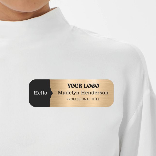 Schwarzes Metallic Light Gold Logo Namensschild (Von Creator hochgeladen)