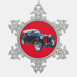 Schwarzes Mg Tc Antikes Auto Schneeflocken Zinn-Ornament