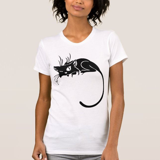 Schwarzes Miezekatze-Katzen-Kätzchen fertigen T-Shirt (Vorderseite)