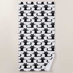 Schwarzes Miezekatze-Katzen-Muster - Strandtuch
