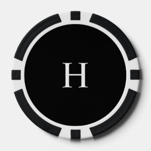Schwarzes Minimal Modernes Elegantes Monogramm Pokerchips