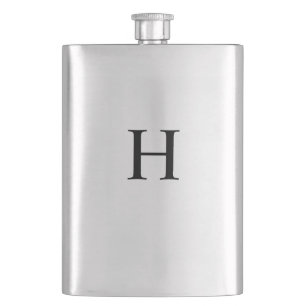 Schwarzes Minimales Modernes Elegantes Monogramm Flachmann