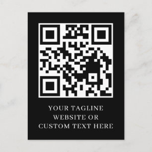 Schwarzes minimalist QR benutzerdefiniertes Text-P Postkarte
