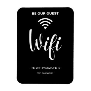 Schwarzes Minimalistisches einfaches Wifi-Kennwort Magnet