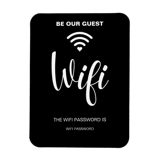 Schwarzes Minimalistisches einfaches Wifi-Kennwort Magnet (Vertikal)
