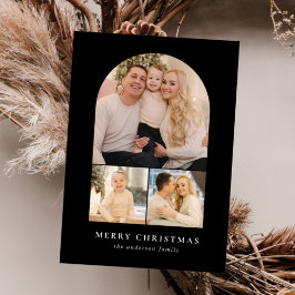 Schwarzes Minimalistisches Foto Arch 3 Feiertagskarte