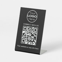 Schwarzes Minimalistisches Geschäftslogo und QR-Co Sockelschild