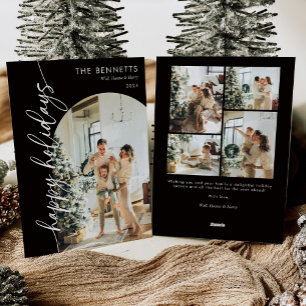 Schwarzes Minimalistisches Happy Holidays Foto Feiertagskarte