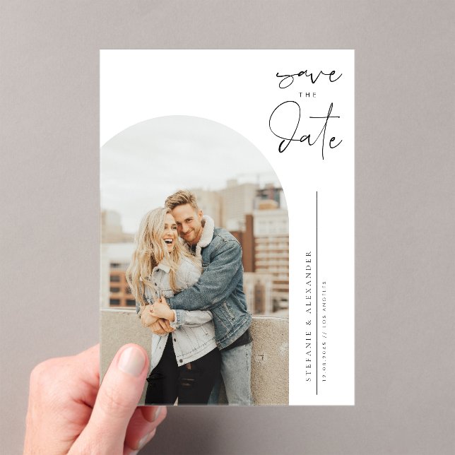 Schwarzes Minimalistisches Kalligrafisches Foto Acryleinladungen (Insitu (Handheld))