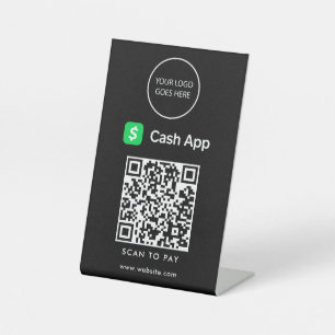 Schwarzes minimalistisches Logo Cash App Scan zum  Sockelschild