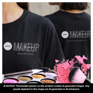 Schwarzes minimalistisches Make-up-Logo-Mitarbeite T-Shirt