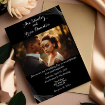 Schwarzes Minimalistisches Modernes Foto Hochzeit