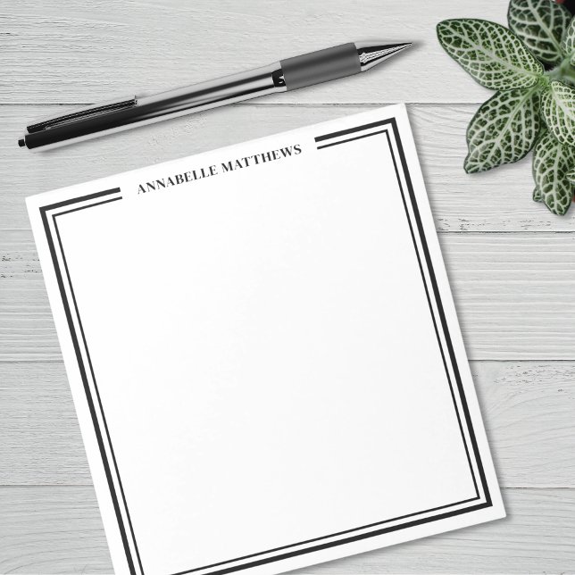 Schwarzes minimalistisches Monogramm Notizblock (Black Minimalist Monogram Notepad)