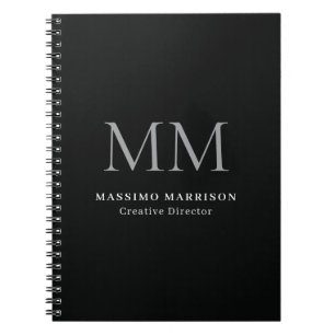 Schwarzes Minimalistisches Professionelles Monogra Notizblock
