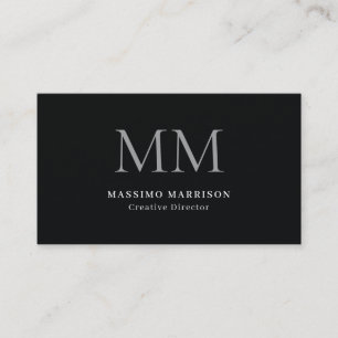 Schwarzes Minimalistisches Professionelles Monogra Visitenkarte