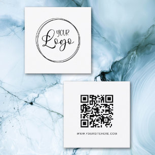 Schwarzes minimalistisches QR-Code-Logo Quadratische Visitenkarte