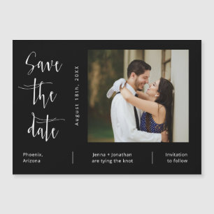 Schwarzes Minimalistisches Skript-Save the Date Fo Magneteinladung