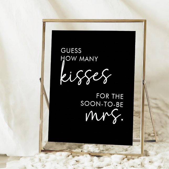 Schwarzes Minimalistisches Skript Wie viele Kisses Poster (Von Creator hochgeladen)