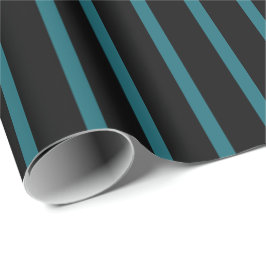 Schwarzes mit aquamarinen Streifen Geschenkpapier