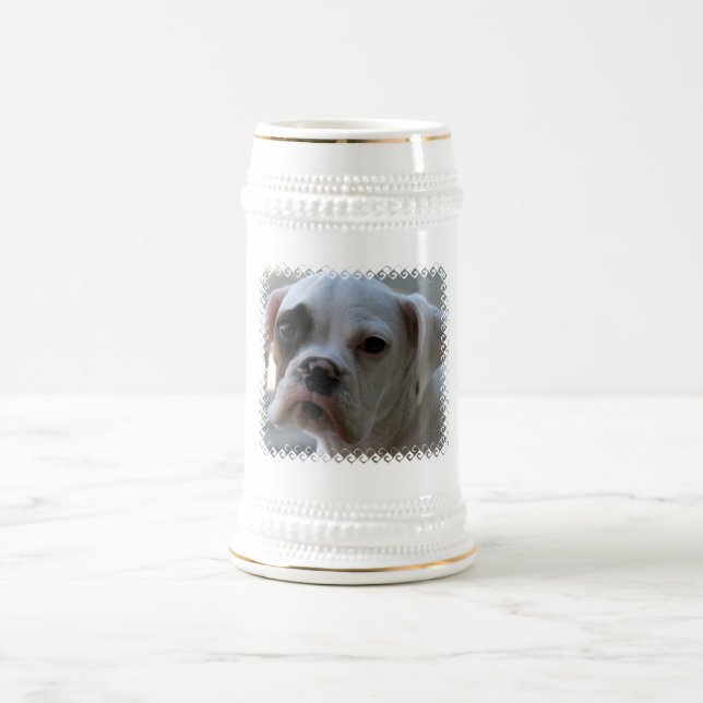 Schwarzes mit Augen Boxer-Hundebier Stein Bierglas (Mittel)