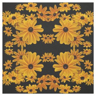 Schwarzes mit Augen Susan-Blumen-Gelb-Blumengewebe Stoff
