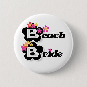 Schwarzes mit Blumen-Strand-Braut Button