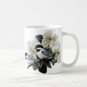 Schwarzes mit einer Kappe bedeckte Chickadee Kaffeetasse