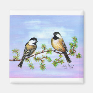 Schwarzes mit einer Kappe bedeckte Chickadees Magnet