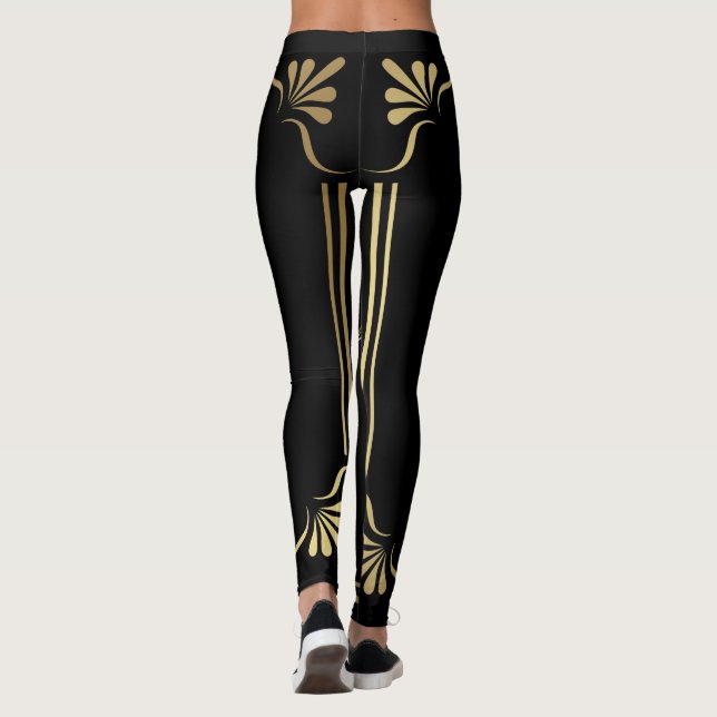 Schwarzes mit Goldstark vereinfachtem Leggings (Rückseite)