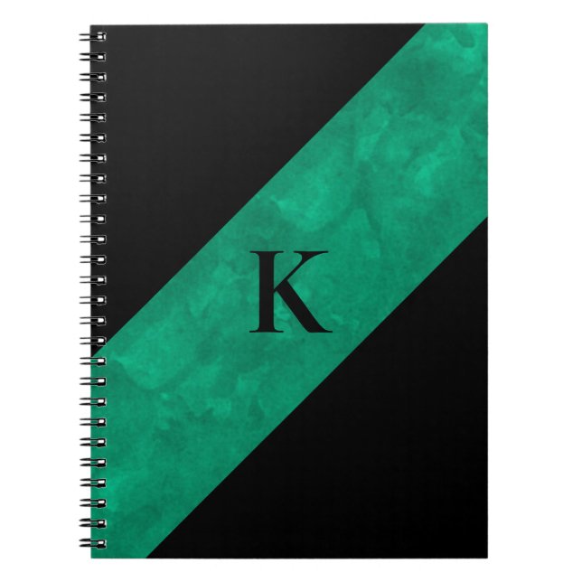 Schwarzes Mit Monogramm Notebook Notizblock (Vorderseite)