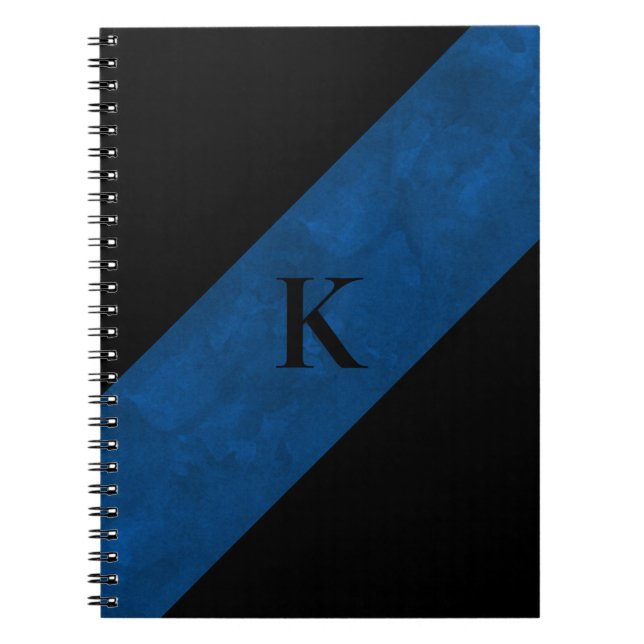 Schwarzes Mit Monogramm Notebook Notizblock (Vorderseite)