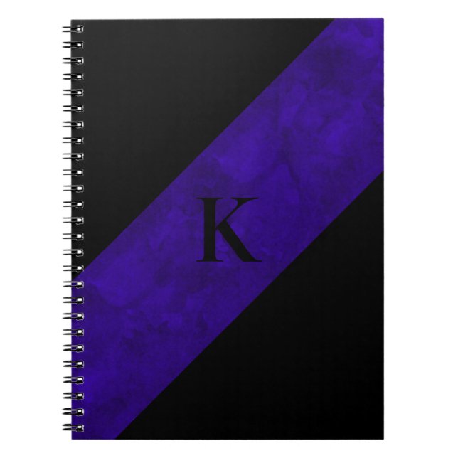 Schwarzes Mit Monogramm Notebook Notizblock (Vorderseite)