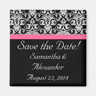 Schwarzes mit rosa Leidenschafts-Damast Magnet