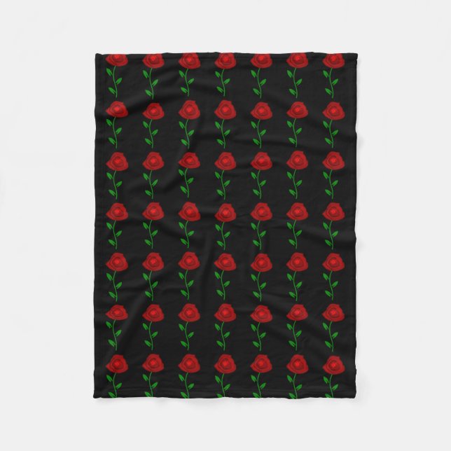 Schwarzes mit Rosen-Fleece-Decke Fleecedecke (Vorderseite)