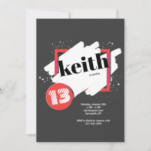 Schwarzes mit Rot führt Einladung einzeln auf