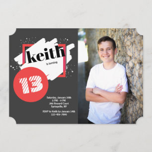 Schwarzes mit Rot führt horizontale Foto-Einladung Einladung